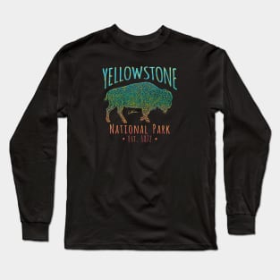 Yellowstone National Park Walking Bison Long Sleeve T-Shirt